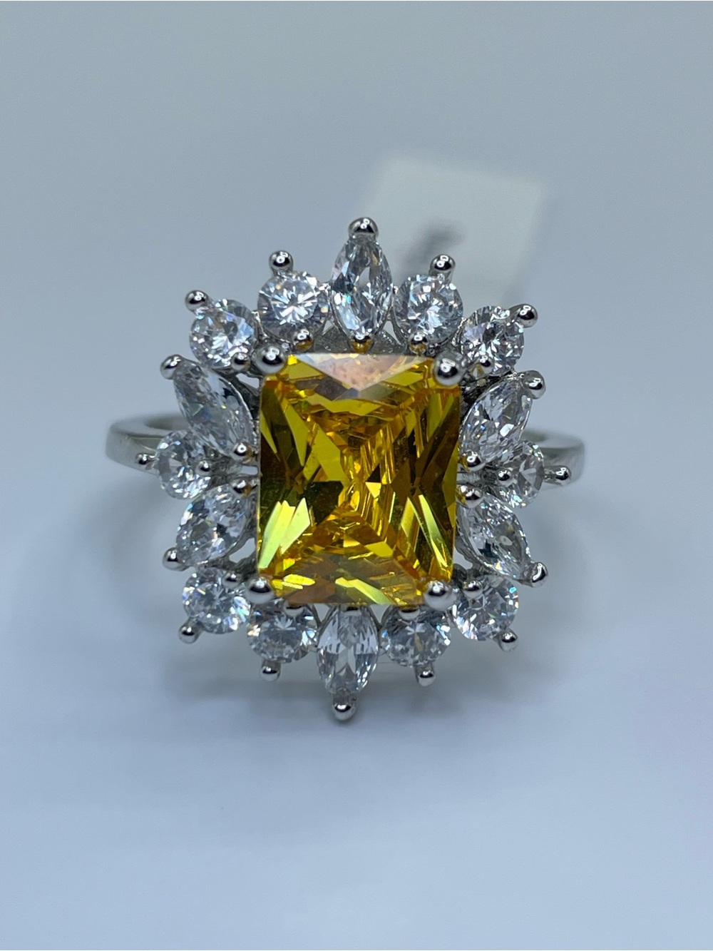 Swarovski Crystal Elements Yellow White Swarovski Elements Art Deco Ring Sz 9